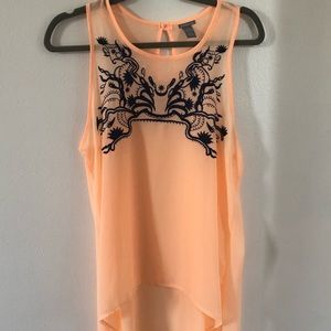 ‼️Charlotte Russe Coral HighLow Blue Embroider Top